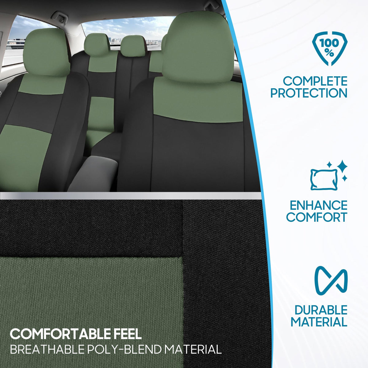 BDK headrest covers set fitted and aligned for a cohesive interior finish
