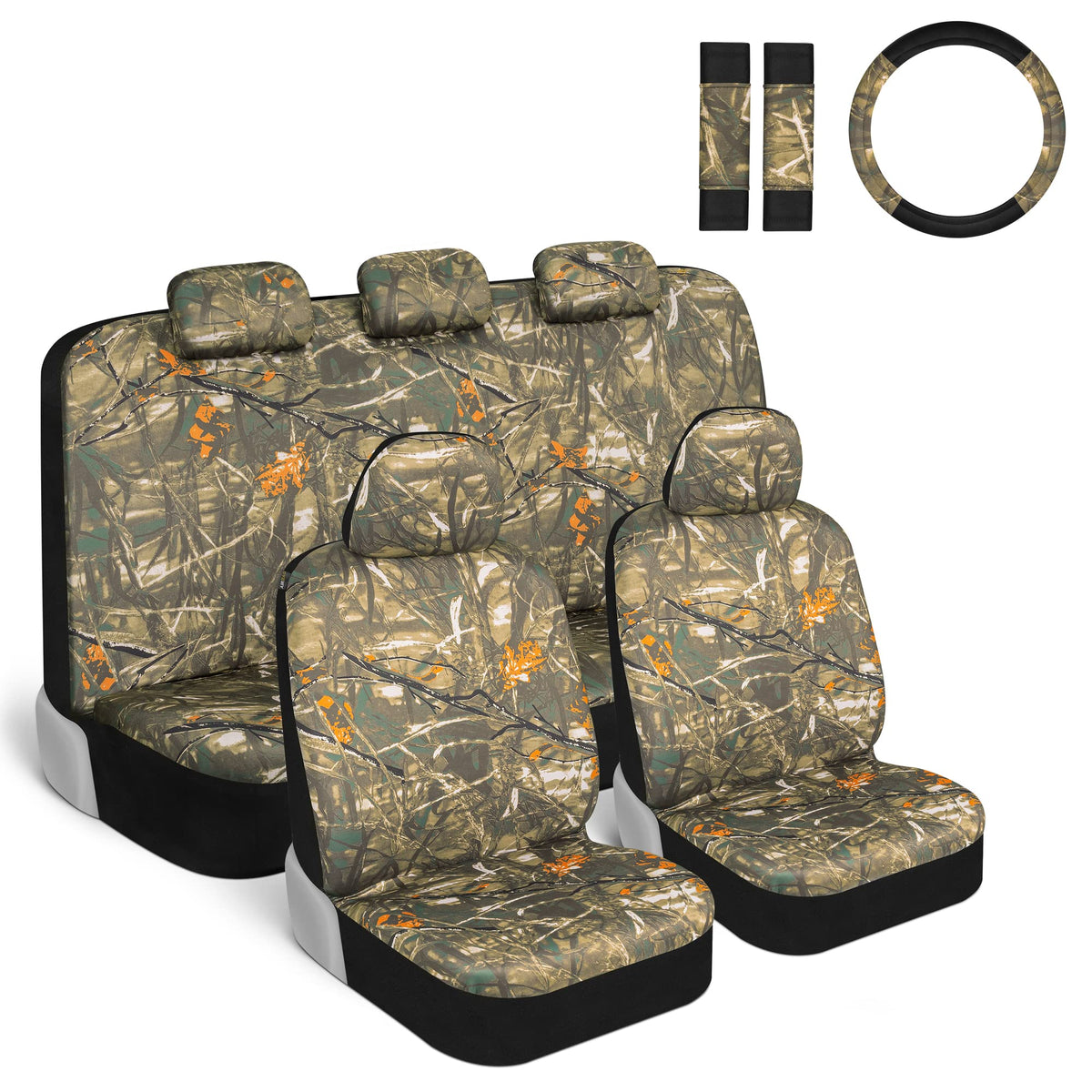 BDK front seat cover view showing camo pattern and protection