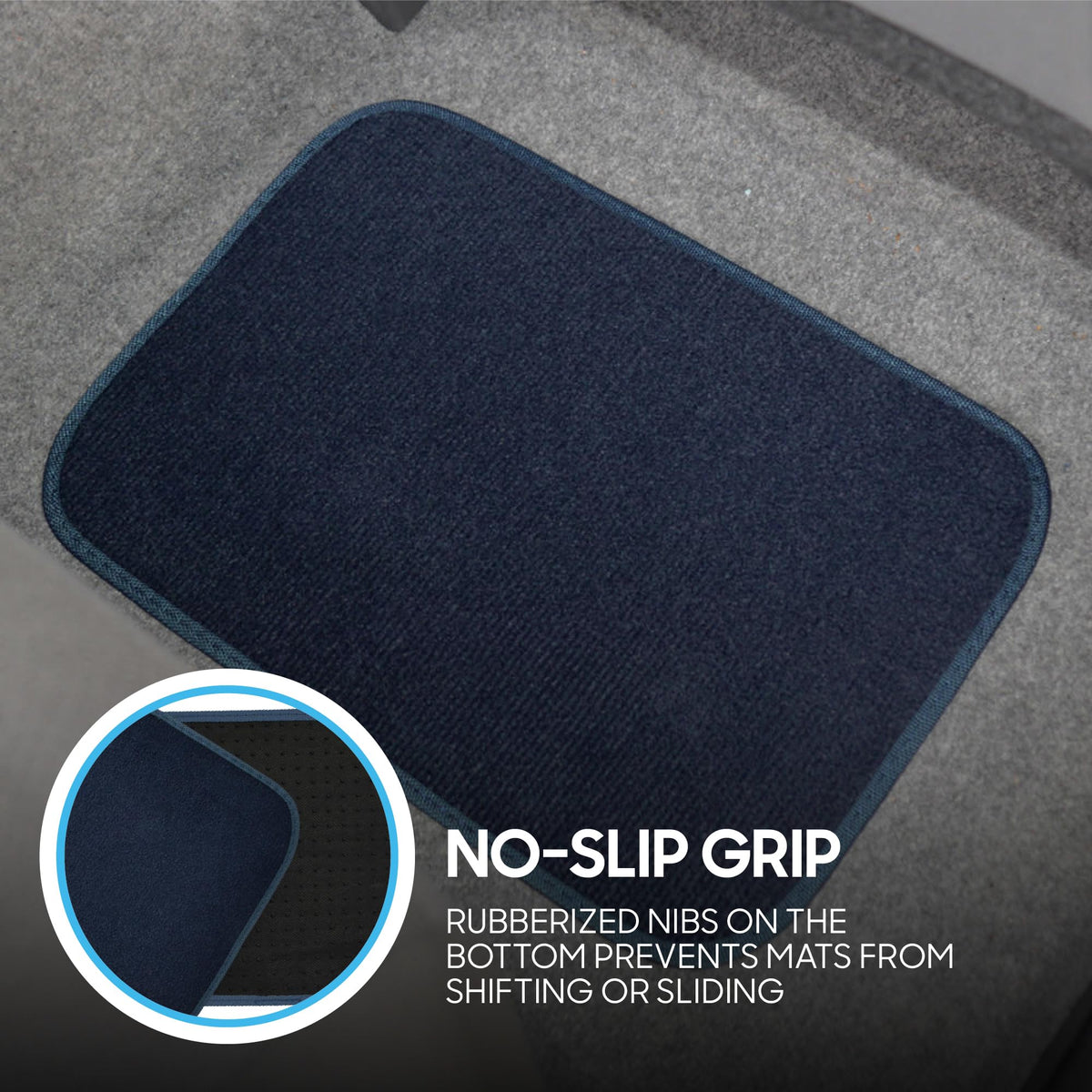 BDK mat in car passenger side showing how it upgrades interior appearance