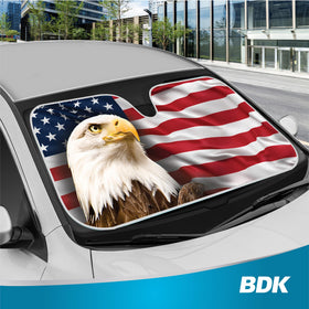 bdk patriotic eagle reverse reflective side showing silver backing to reflect sun and reduce heat