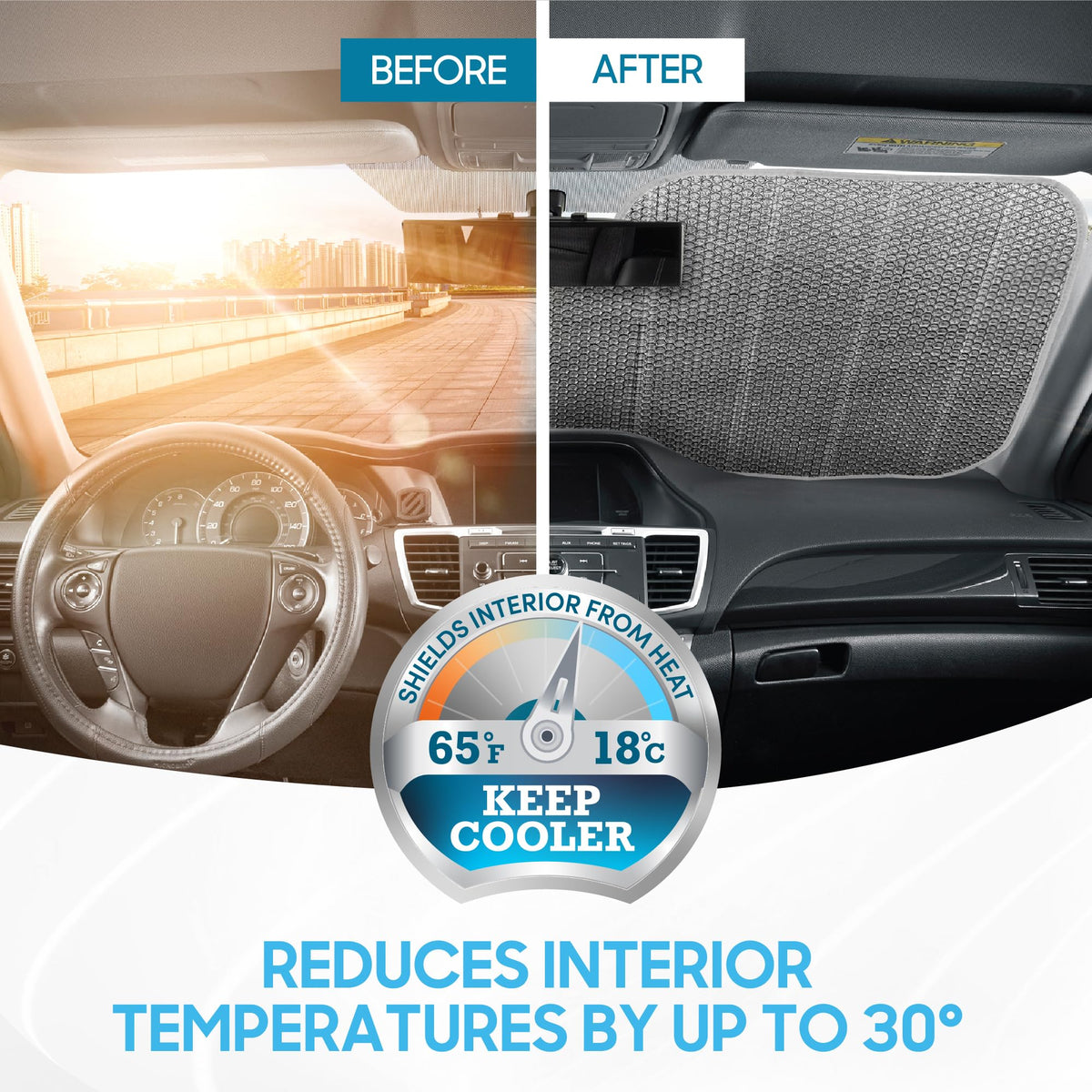 BDK tapered edges shown fitting curved windshield for a snug seal