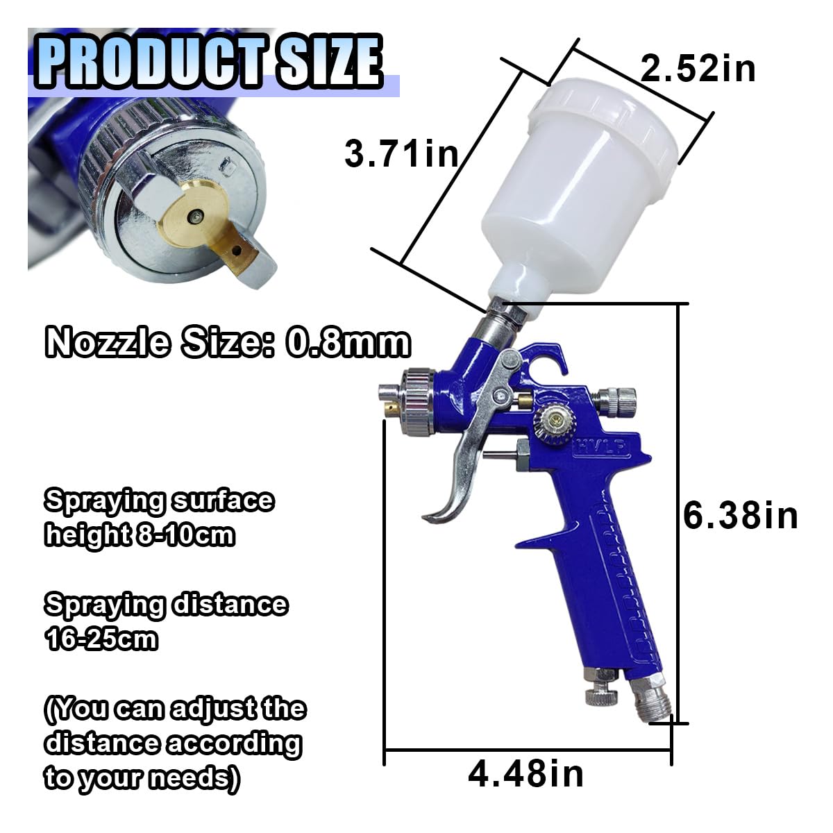 BDZMC 125cc gravity cup close-up reducing paint waste