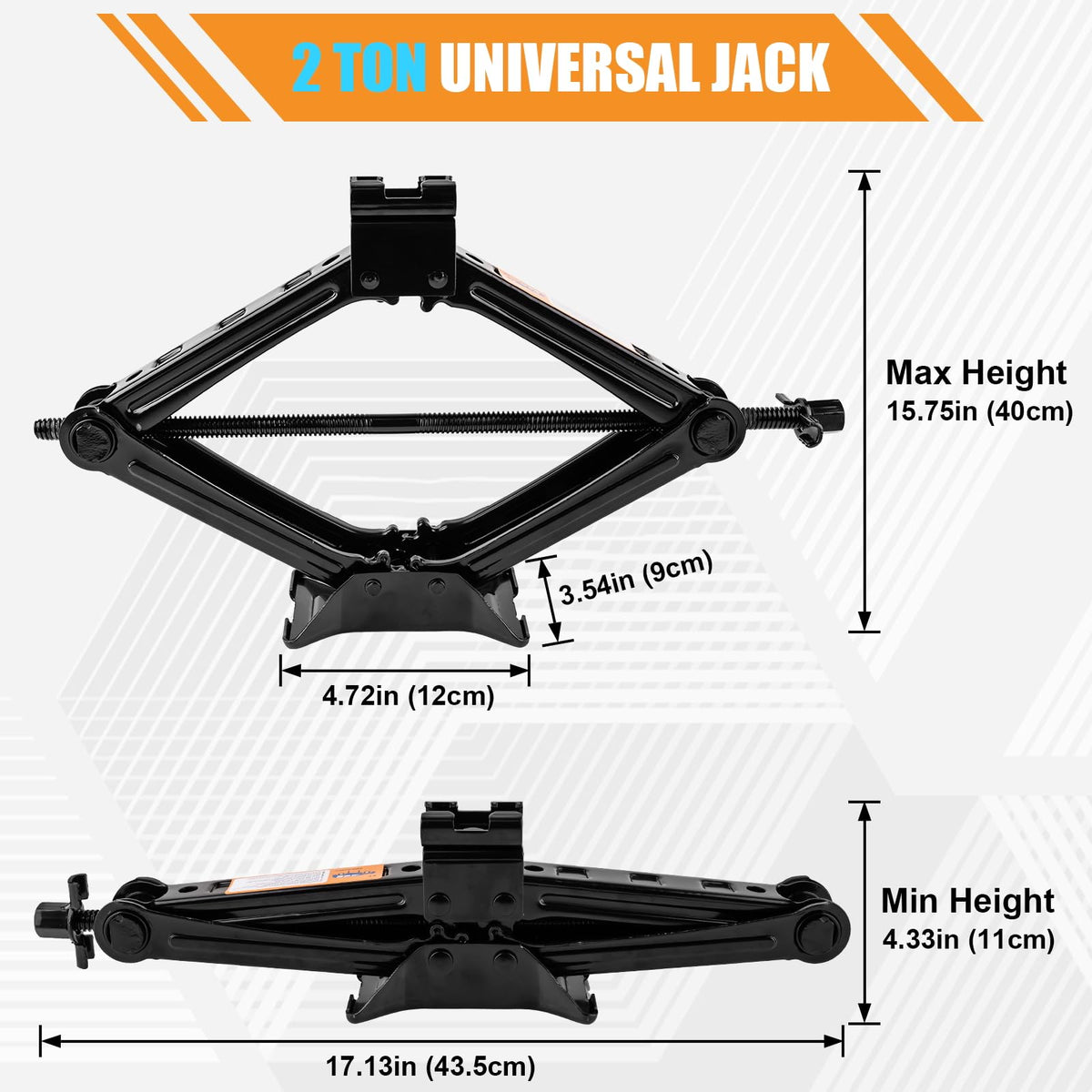 Beaiguna scissor jack full profile demonstrating compact strength