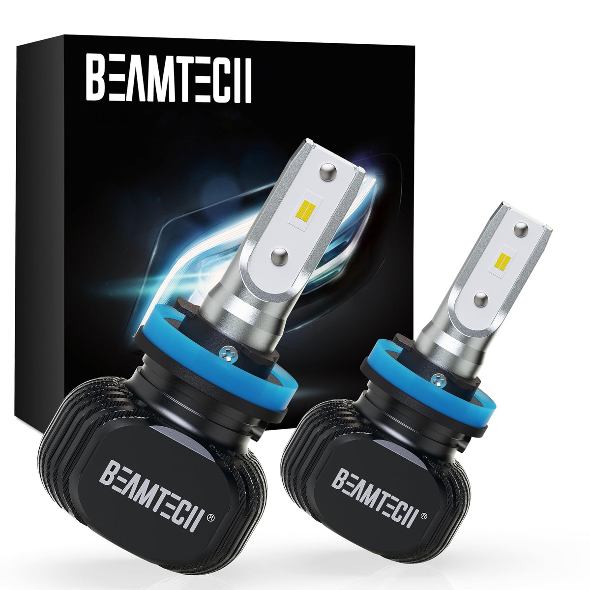 BEAMTECH front packaging showing bulb pair and branding, clear model ID