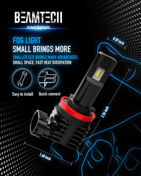 BEAMTECH H11 compared to halogen bulb showing clearer beam advantage
