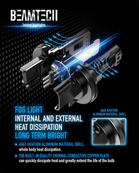 BEAMTECH bulb installed in fog light showing improved visibility