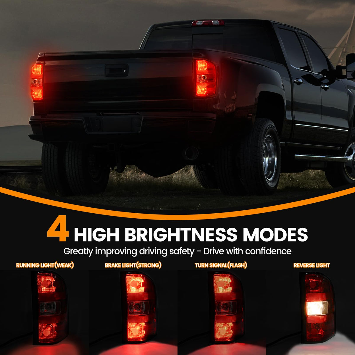 BeamTrack tail lights installed on Silverado showing improved visibility benefit