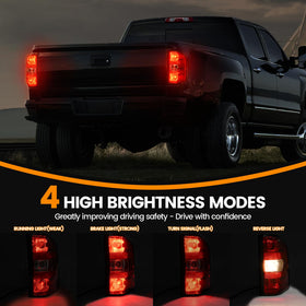 BeamTrack tail lights installed on Silverado showing improved visibility benefit