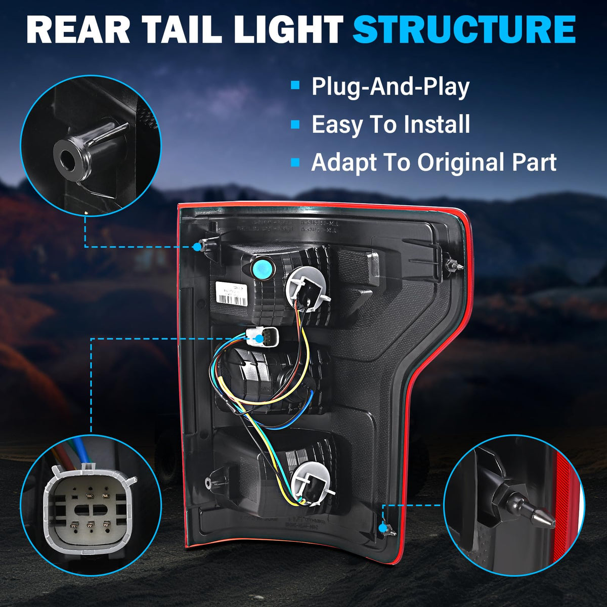 BeamTrack tail light weather seal detail protecting sockets from moisture and corrosion