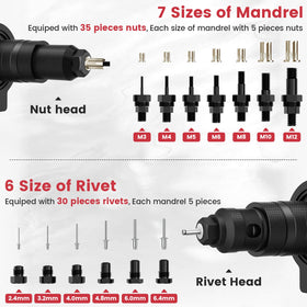 Beaspire adapter attached to cordless drill installing a rivet for efficiency