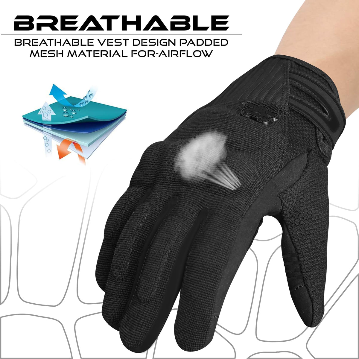BEAST RAGE fingertip close-up showing touchscreen compatibility for navigation