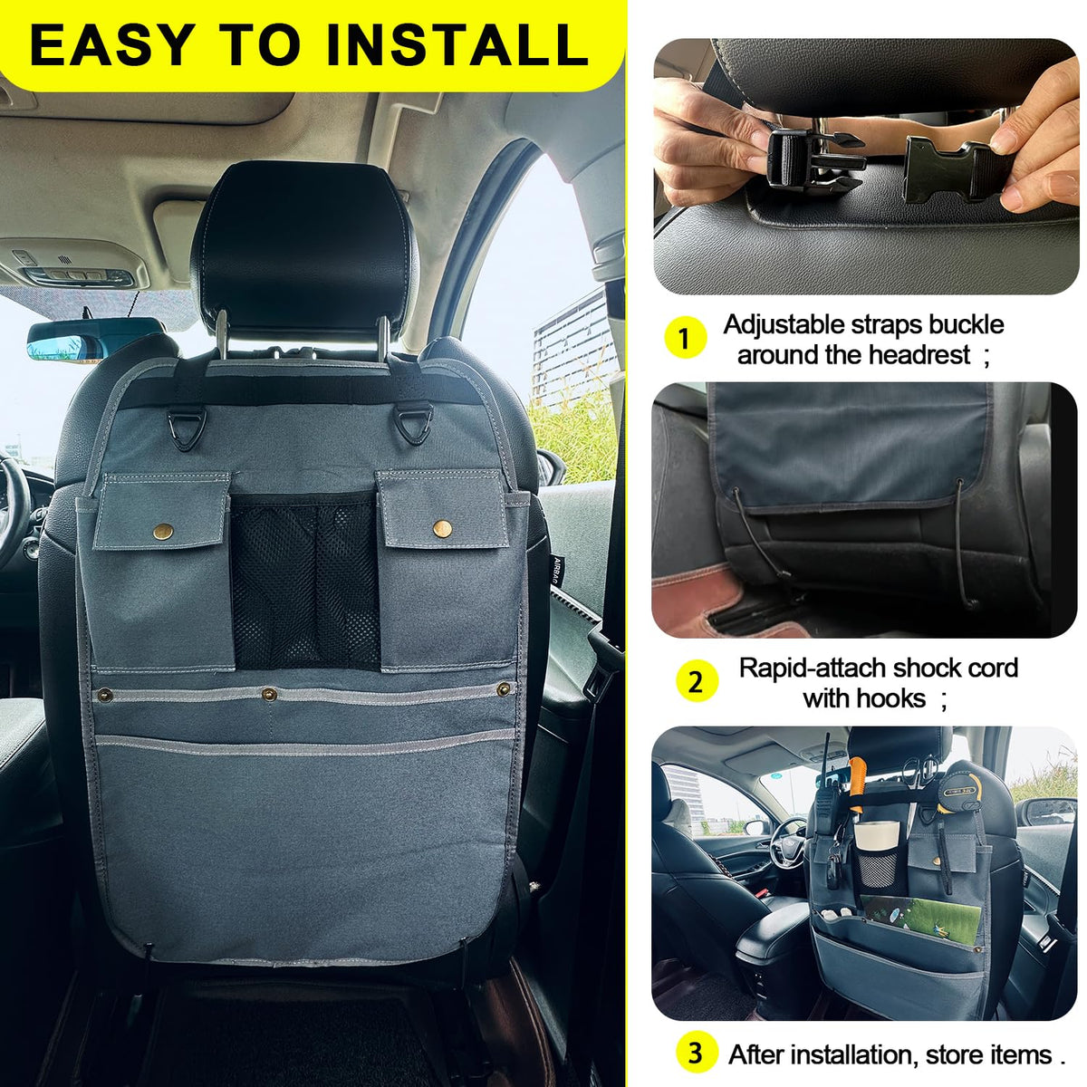 BEATUNEE mesh and grommet pocket detail for visible storage and cord access