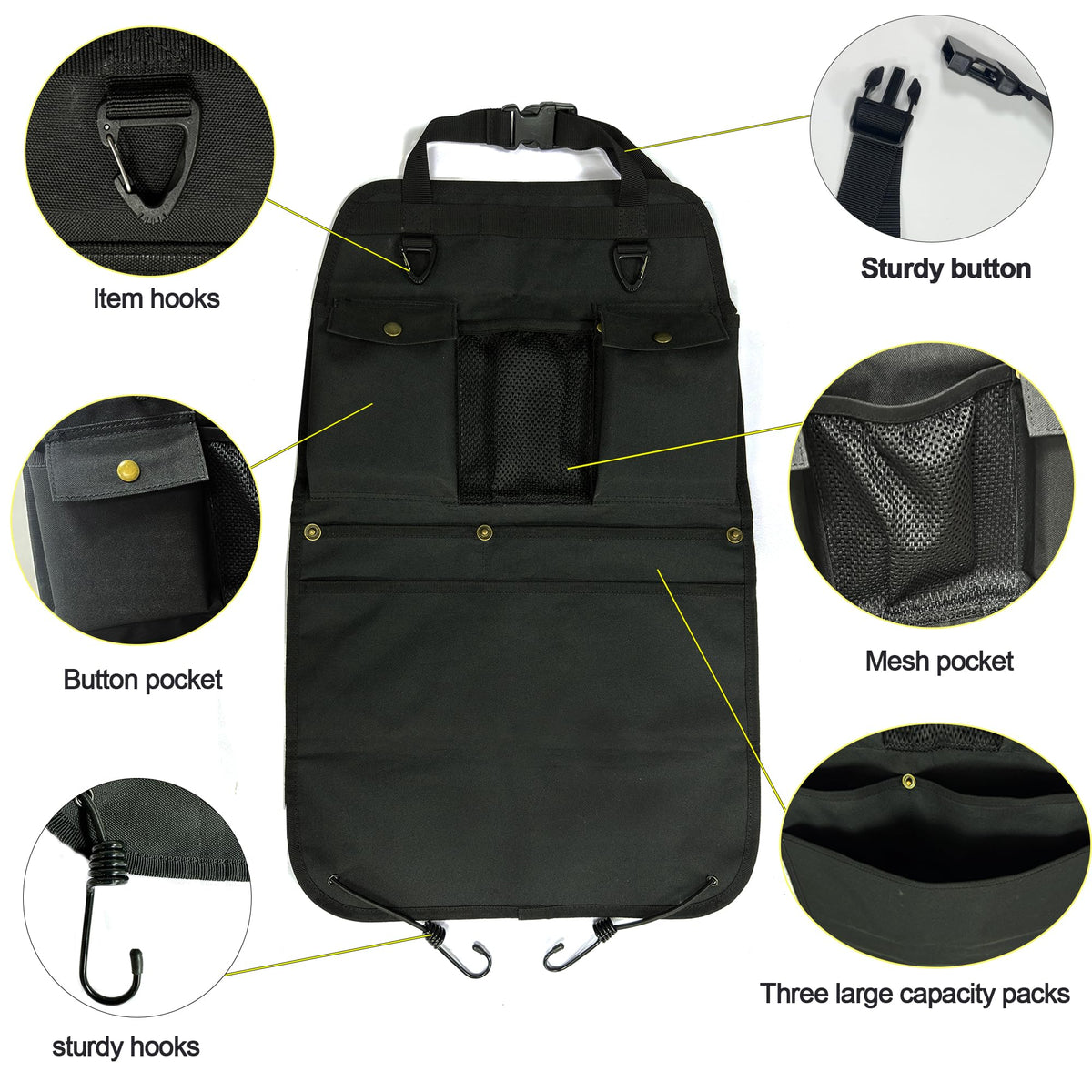 BEATUNEE image of pocket layout and dimensions for organized storage