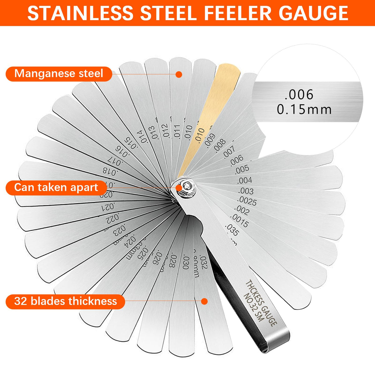 BEAUGIREW feeler gauge showing metric and imperial blades for precise gap checks