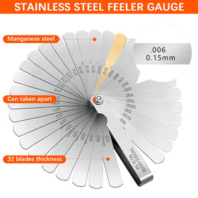 BEAUGIREW feeler gauge showing metric and imperial blades for precise gap checks