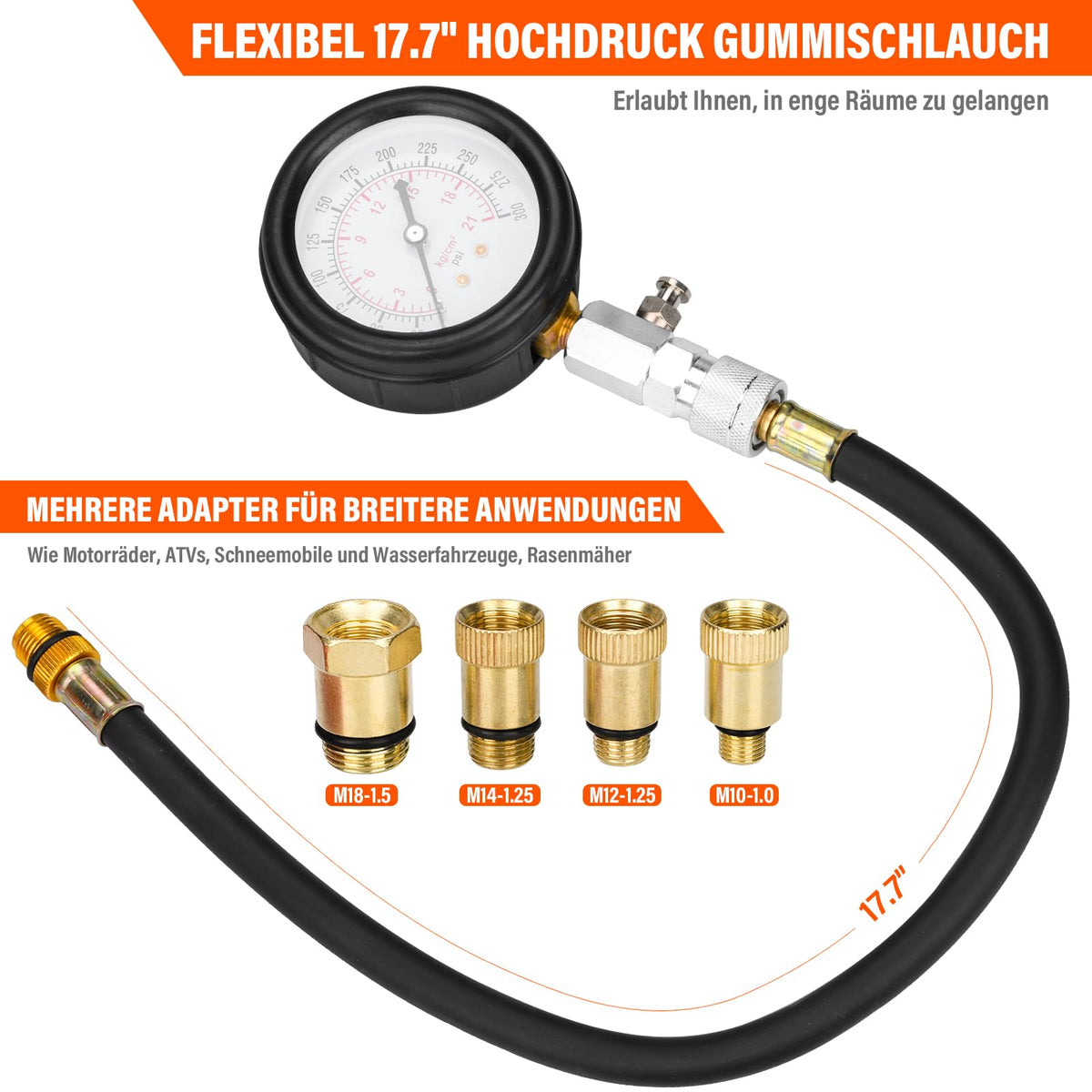 BEAUGIREW pressure gauge closeup, clear dual-scale readout for accurate measurements
