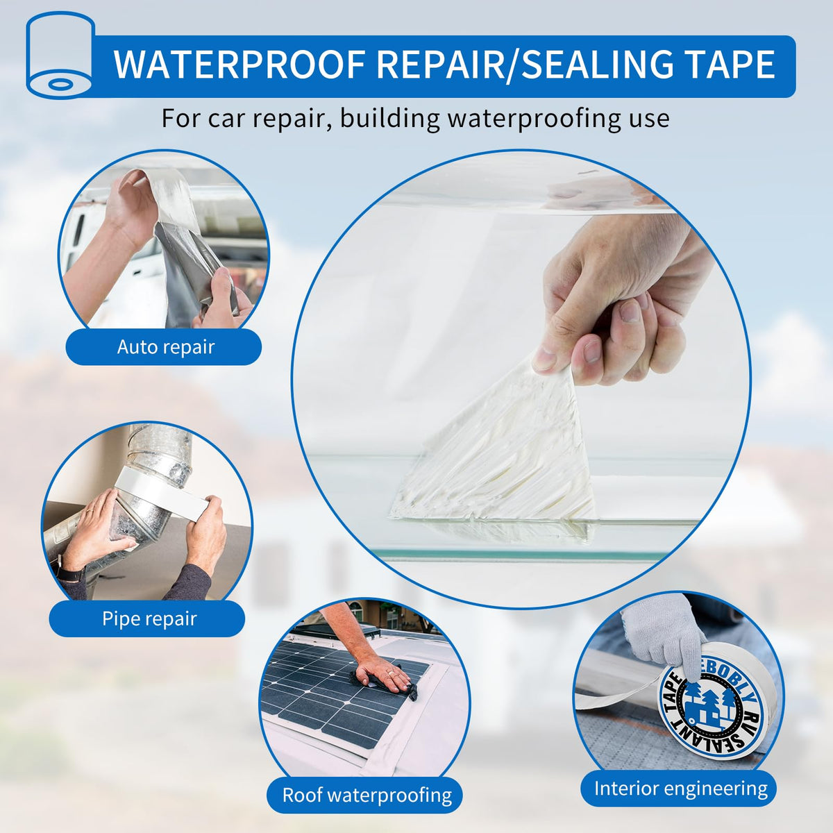 BEBOBLY applied to RV roof seam showing weatherproof seal benefit