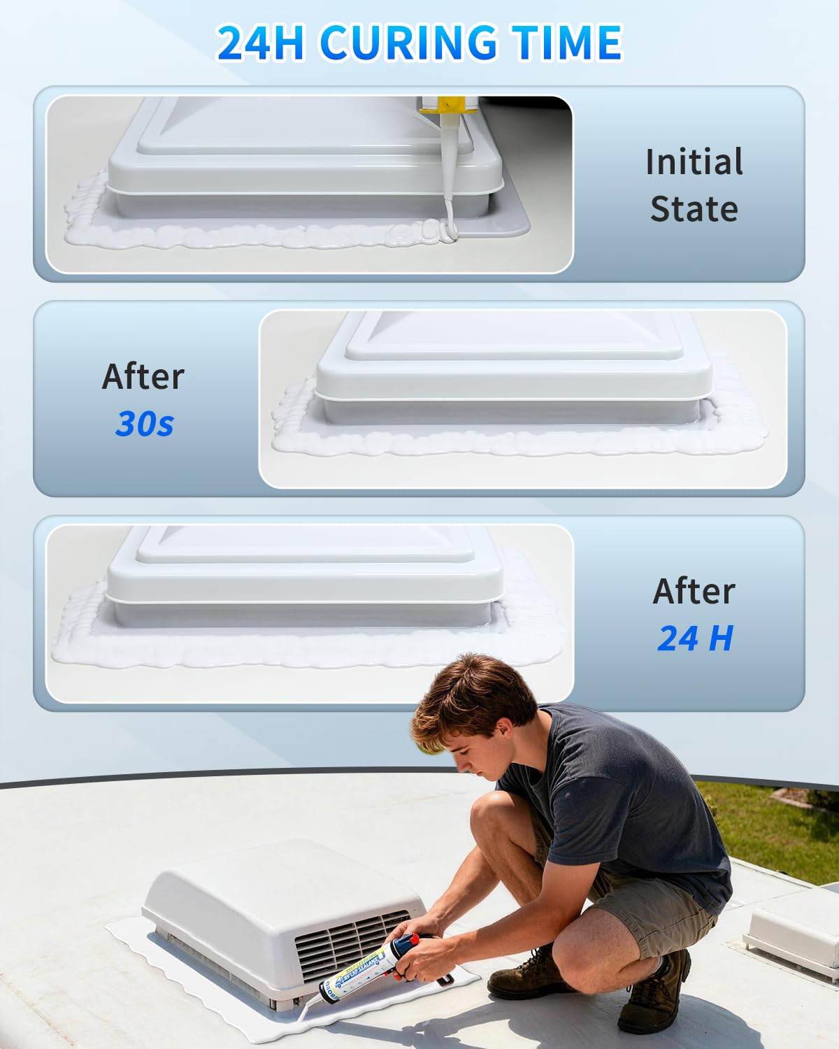 BEBOBLY cured sealant showing flat finish that resists cracking over time