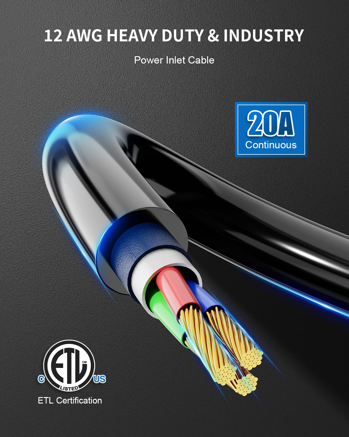 BEBOBLY dual 18-inch extension cords showing heavy-duty 12AWG flexibility
