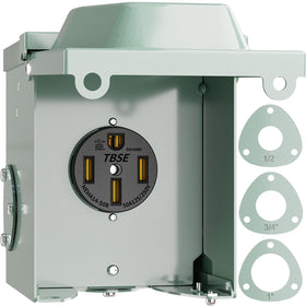 BEBOBLY front view of outlet box showing secure enclosure and easy access
