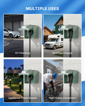 BEBOBLY installed on camper exterior illustrating convenient outdoor power
