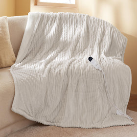 Bedsure GentleSoft throw front view showing ribbed flannel and cozy appeal