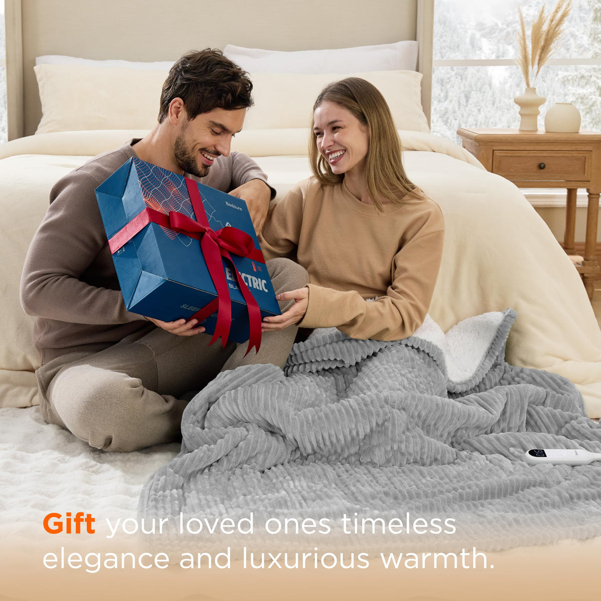 Bedsure blanket inside washing machine showing washable design and easy care