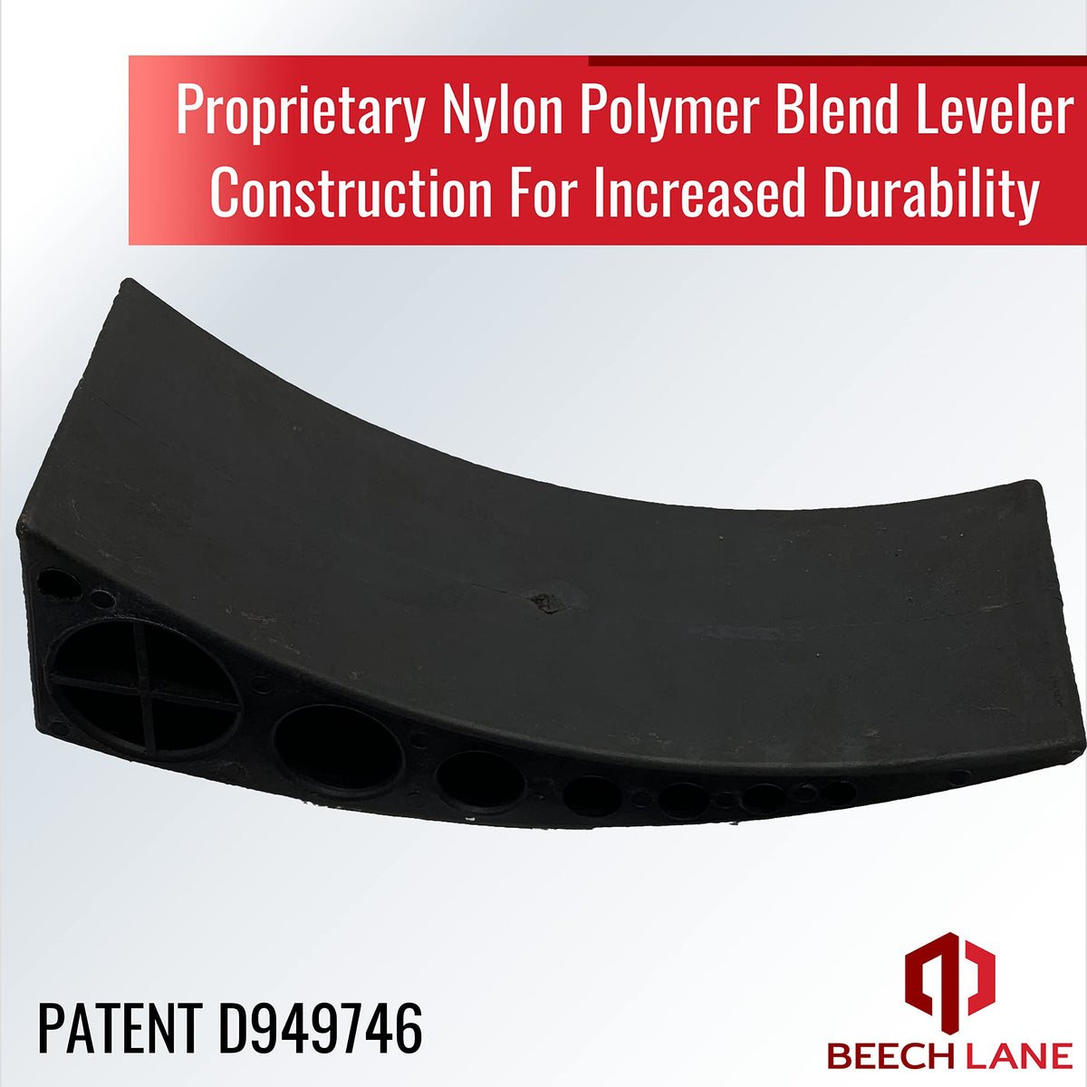 Beech Lane leveler beside ruler showing 6-by-15 inch scale for fit