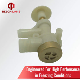 Beech Lane valve side profile illustrating dimensions and mounting points