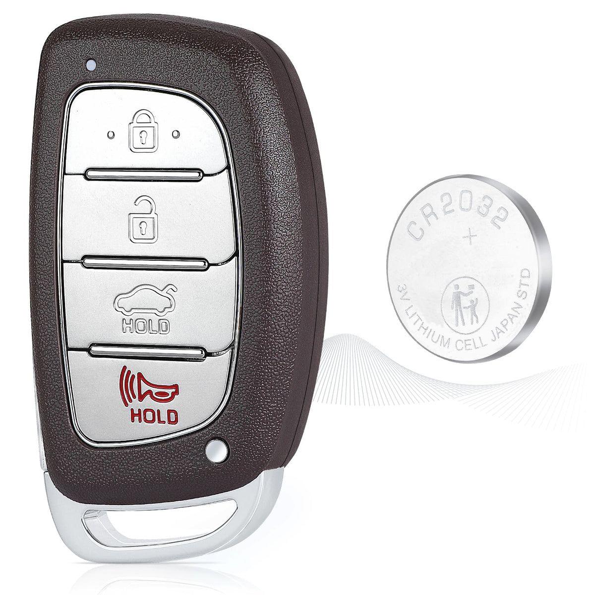 Beefunny front view of complete Sonata remote showing four-button layout and benefit of easy replacement