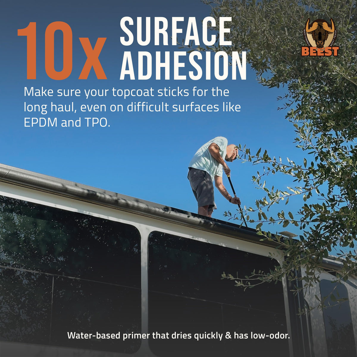 BEEST primer applied with brush on concrete improving adhesion