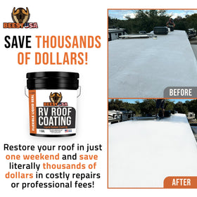 BEEST applying coating with roller on RV roof demonstrating simple DIY application benefit