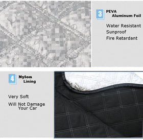 Beicarin folded compact cover stored in trunk showing easy portability