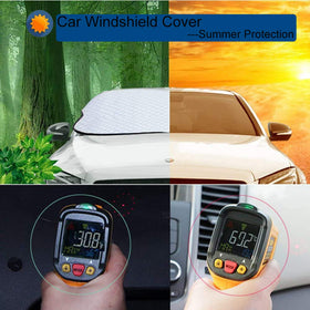 Beicarin windshield cover installed on car showing sun and frost protection
