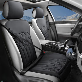 BEITK front view of both black seat covers showing clean upgrade and protection