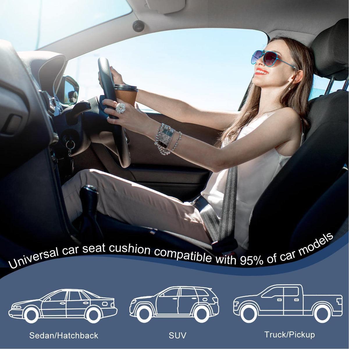 BEITK lifestyle shot driver seated comfortably with cooler seat