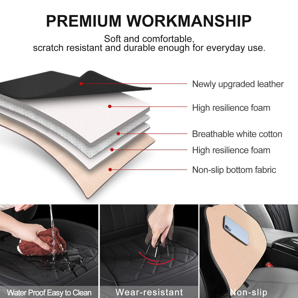 BEITK installed seat cover in SUV showing slim fit and comfort