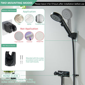 BEIYI adhesive shower holder showing secure mounting and tidy storage