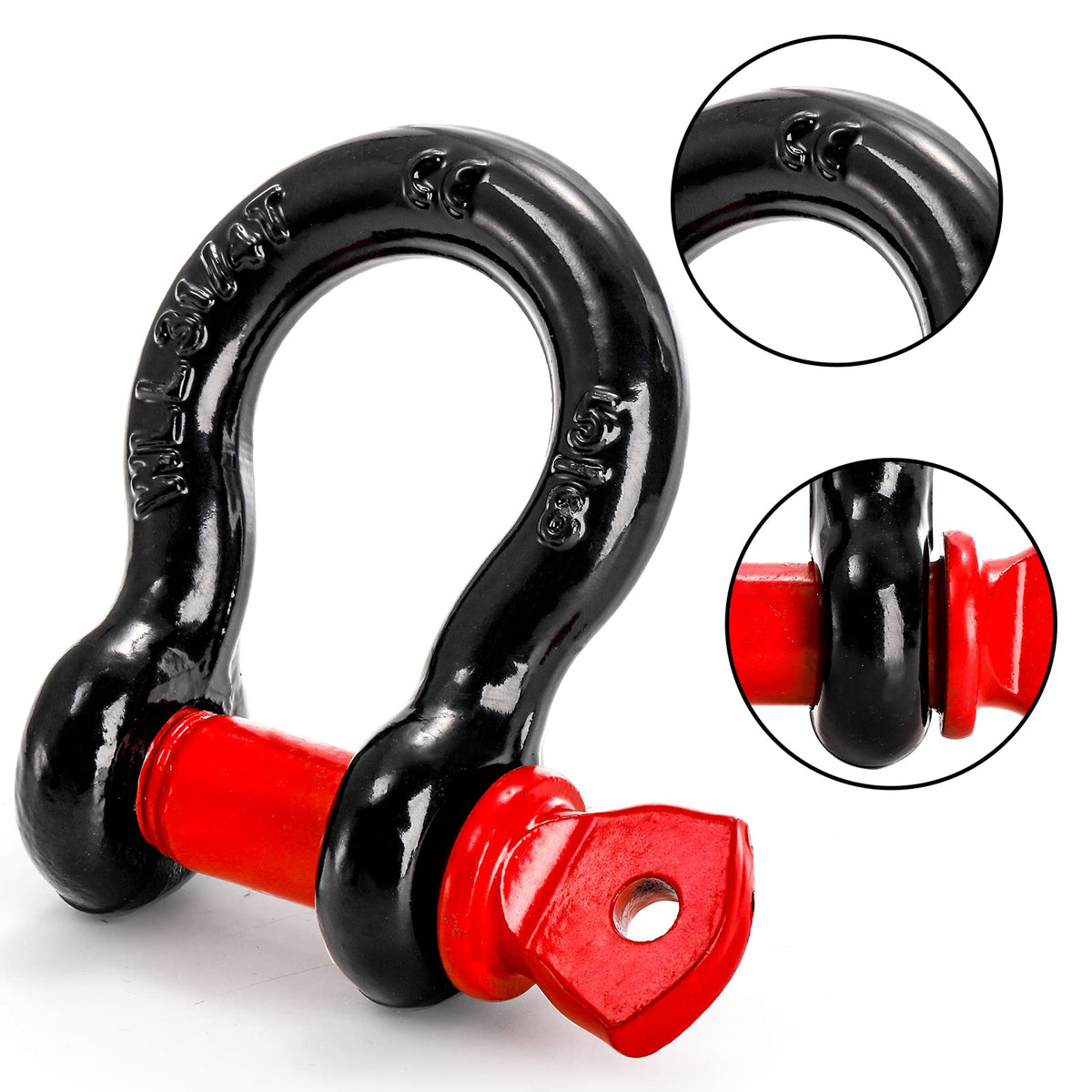 Bekith side profile of 5/8 inch D ring showing heavy-gauge steel and corrosion protection