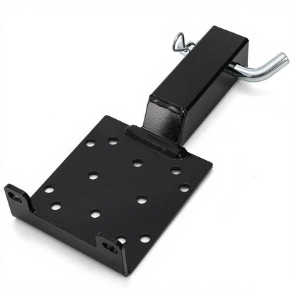 Bekith front view of winch mount showing secure plate and receiver benefit