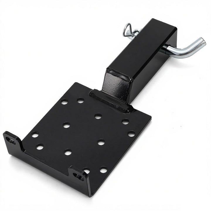 Bekith front view of winch mount showing secure plate and receiver benefit