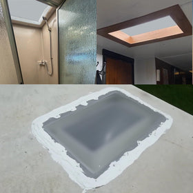 Beleeb skylight beside measuring tape illustrating 18x26 flange