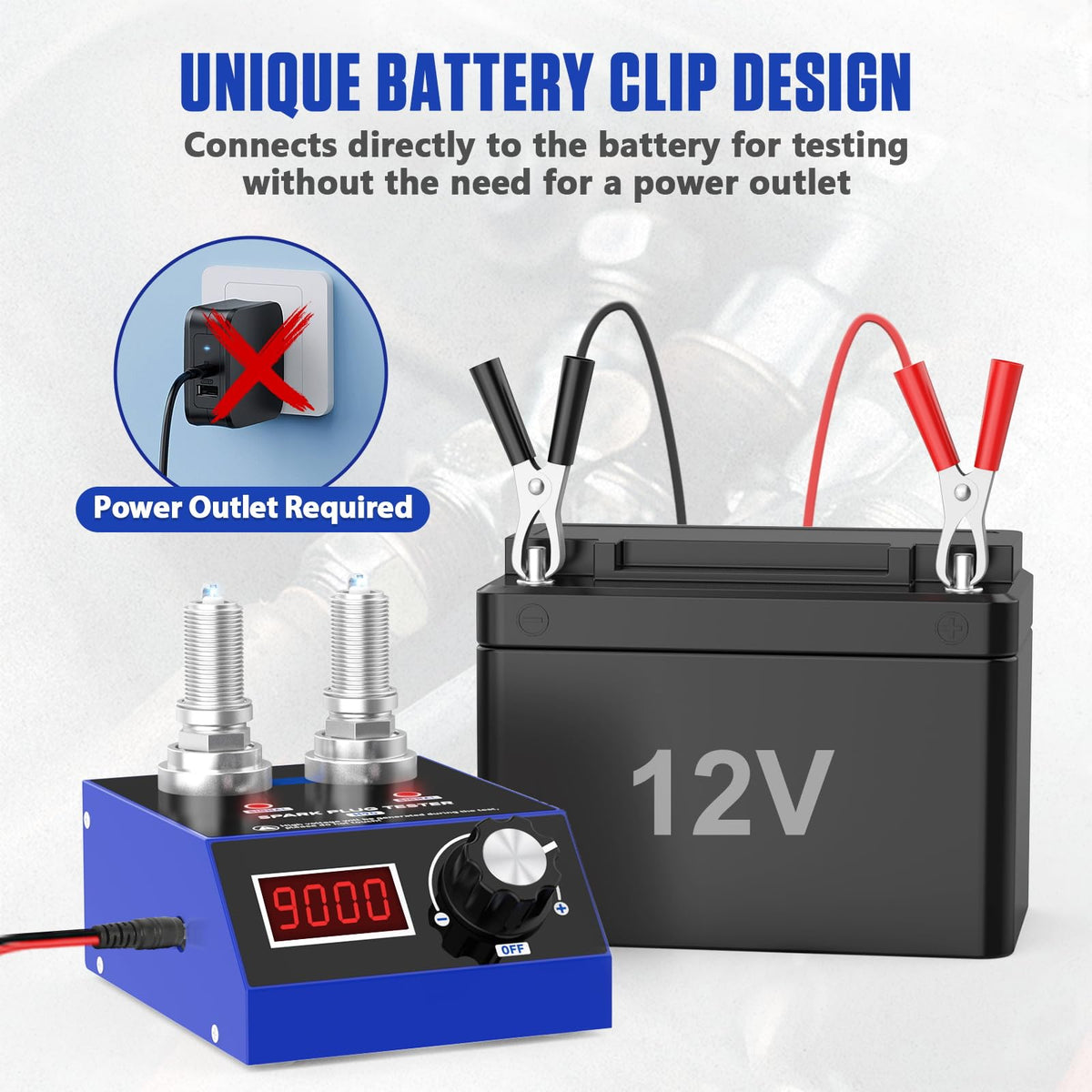 BELEY LED indicator lit with audible alarm, confirming active high-voltage spark tests safely