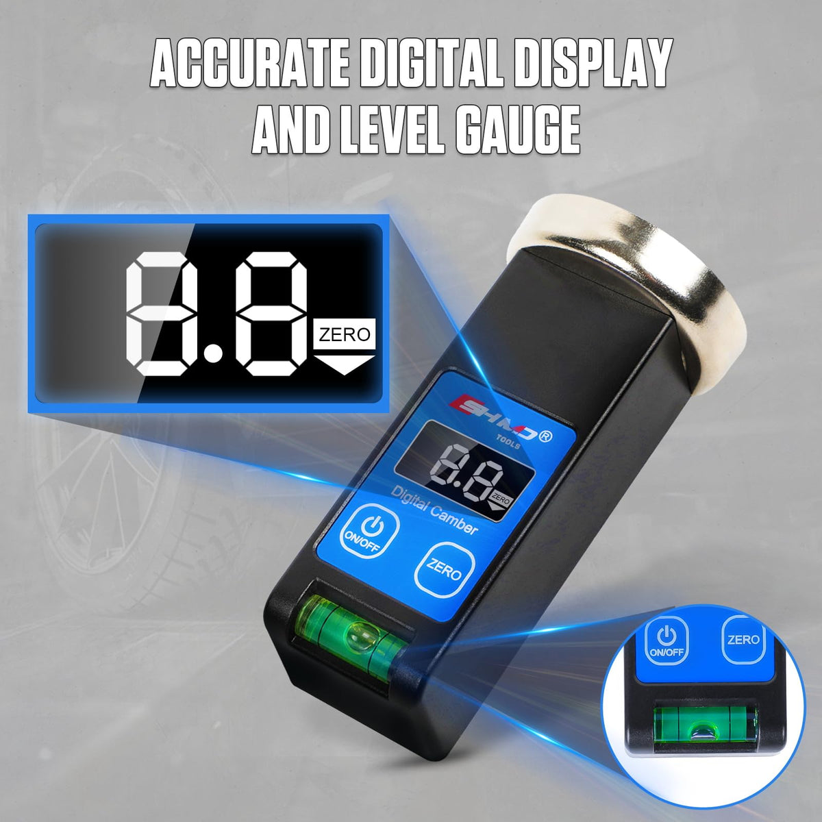 BELEY magnetic base detail attached to metal, secure hold for accurate readings