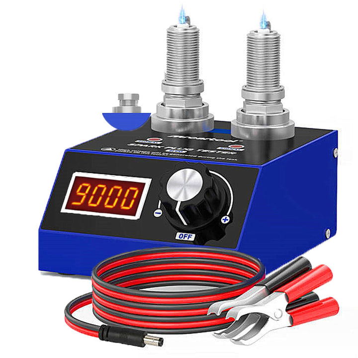 BELEY spark plug tester front view showing rugged body and dual sockets, improving diagnostic speed