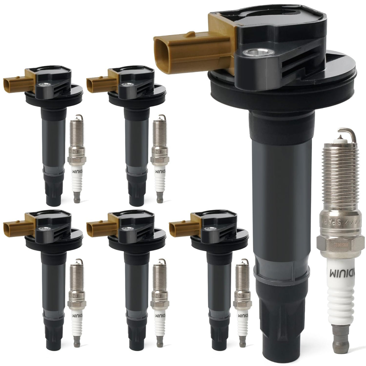 BELKEBIR front view of six coil packs and six plugs showing full kit benefits