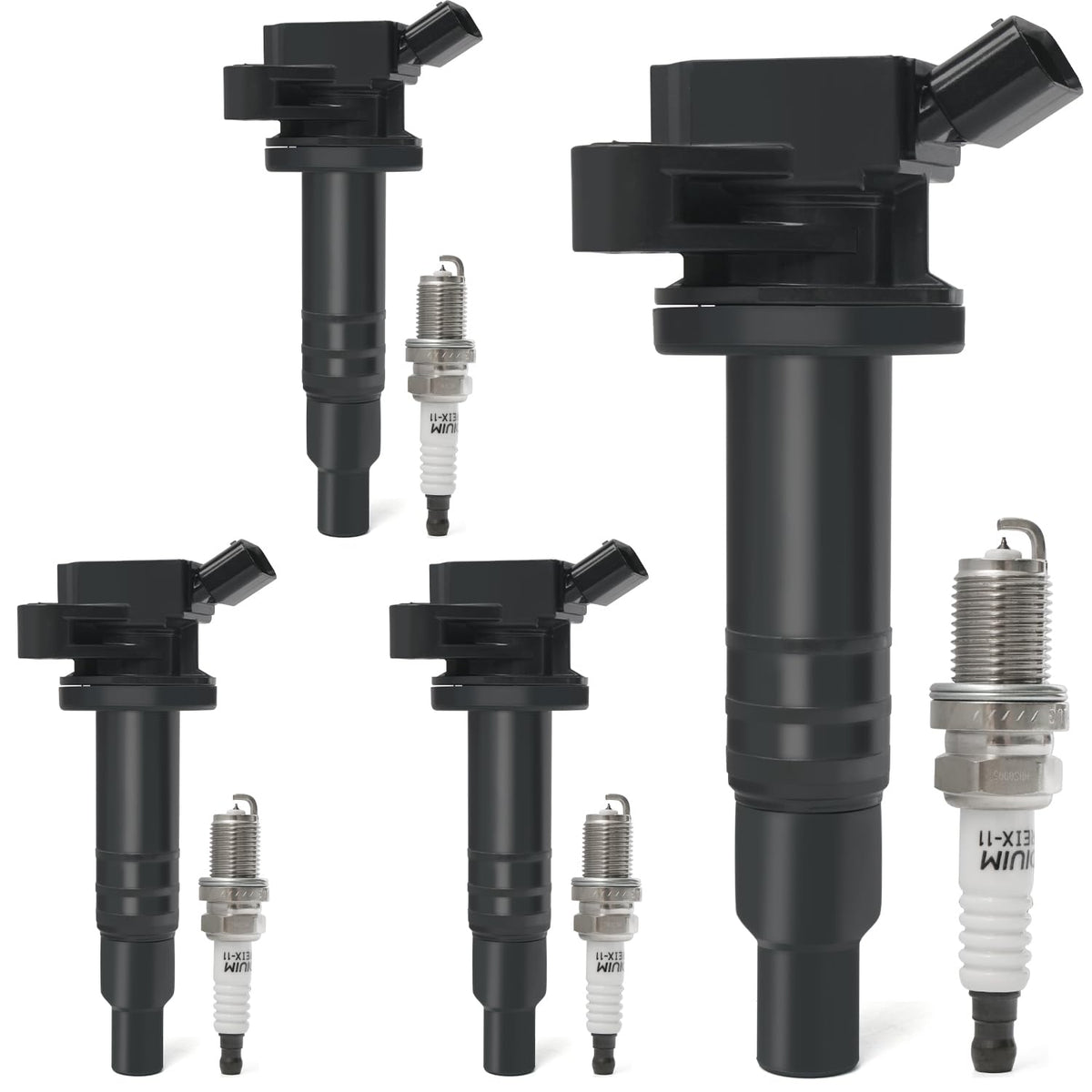 BELKEBIR front packaging showing coil pack and spark plug kit, quick installation benefit