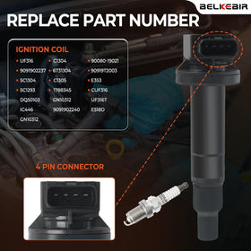 BELKEBIR ignition coil closeup showing connector and robust housing for reliability