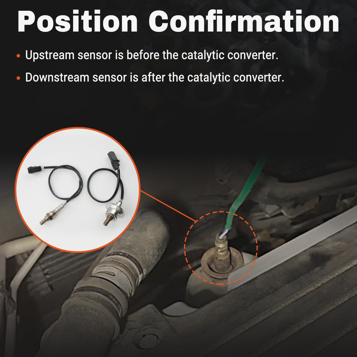 BELKEBIR downstream sensor mounted near catalytic converter showing compatibility benefit