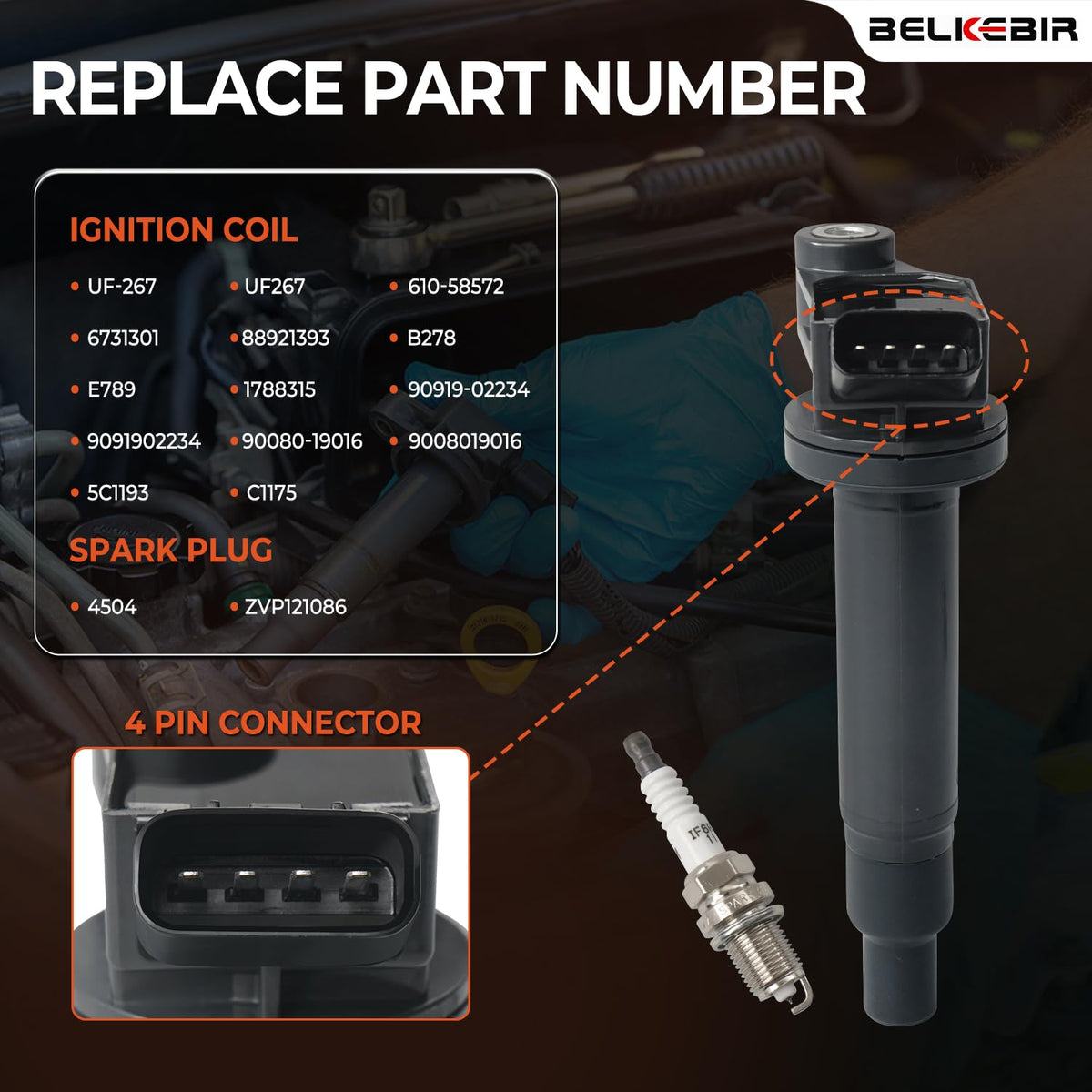 BELKEBIR iridium spark plug close-up displays fine electrode for durable spark